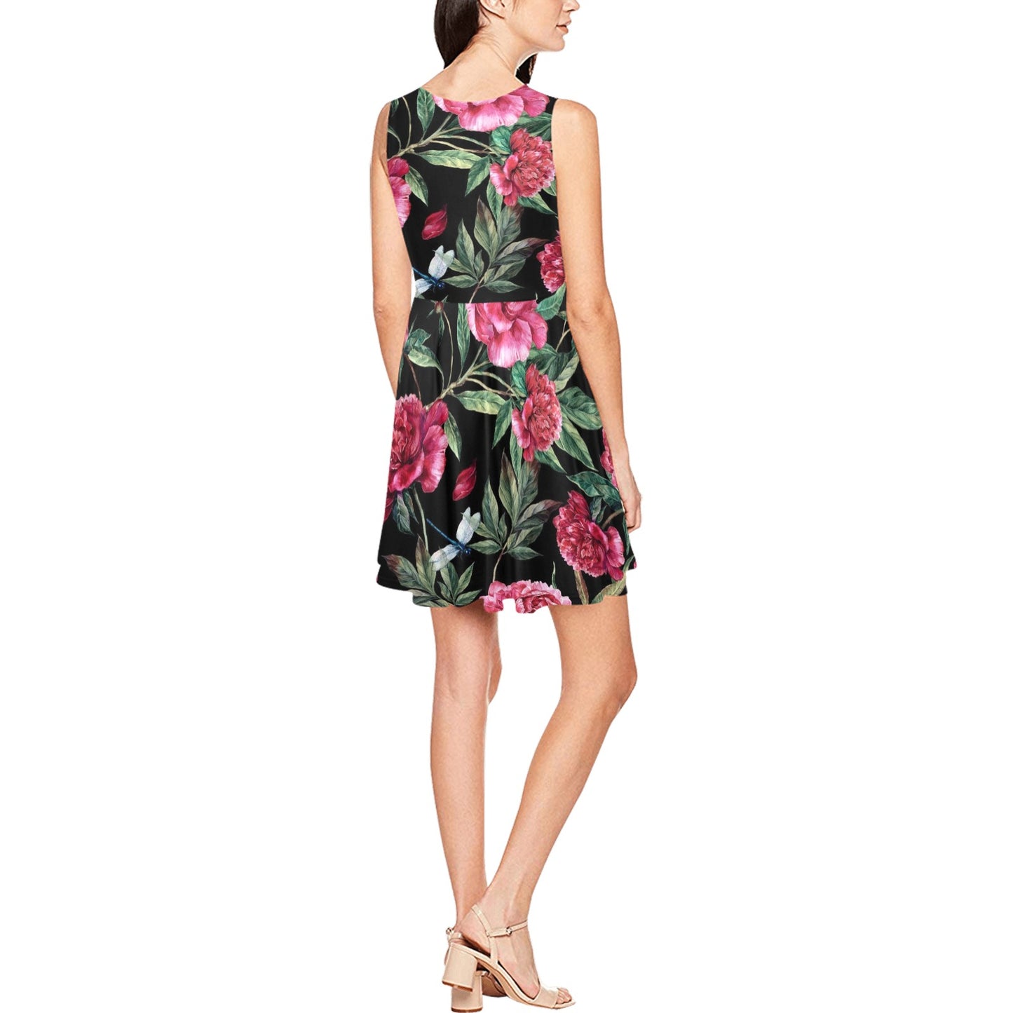 Peony Pattern Print Design PE04 Sleeveless Dress