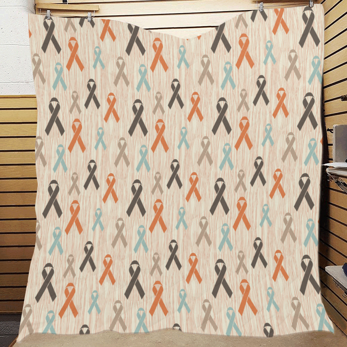 Cancer Awareness Pattern Print Design 01 Premium Quilt