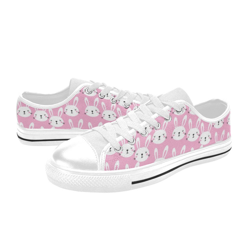 Rabbit Print Design LKS401 Women's White Low Top Shoes