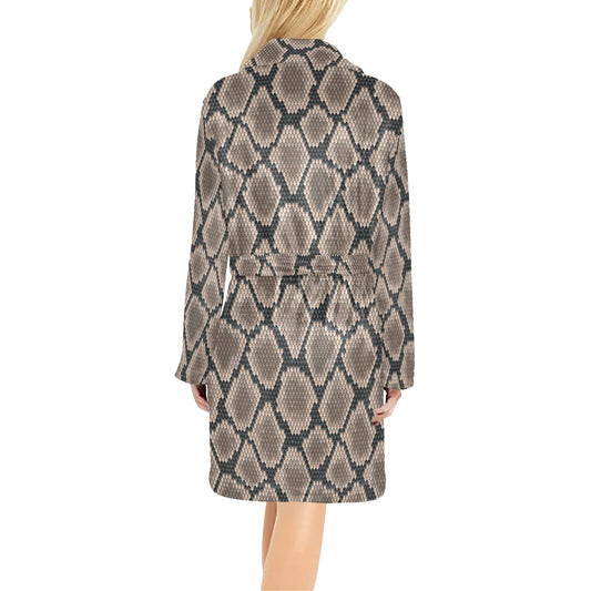 Snake Skin Design Print Women's Fleece Robe