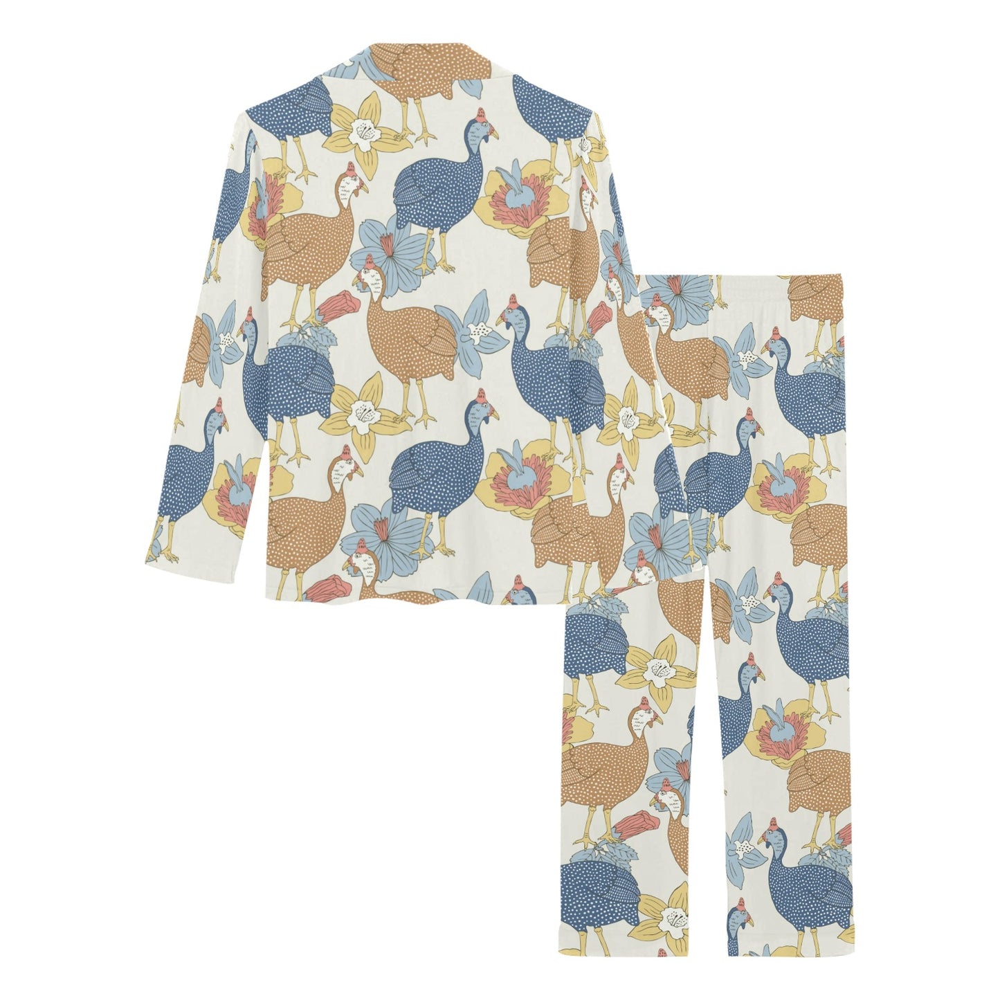 Guinea Fowl Pattern Print Design 01 Women's Long Pajama Set