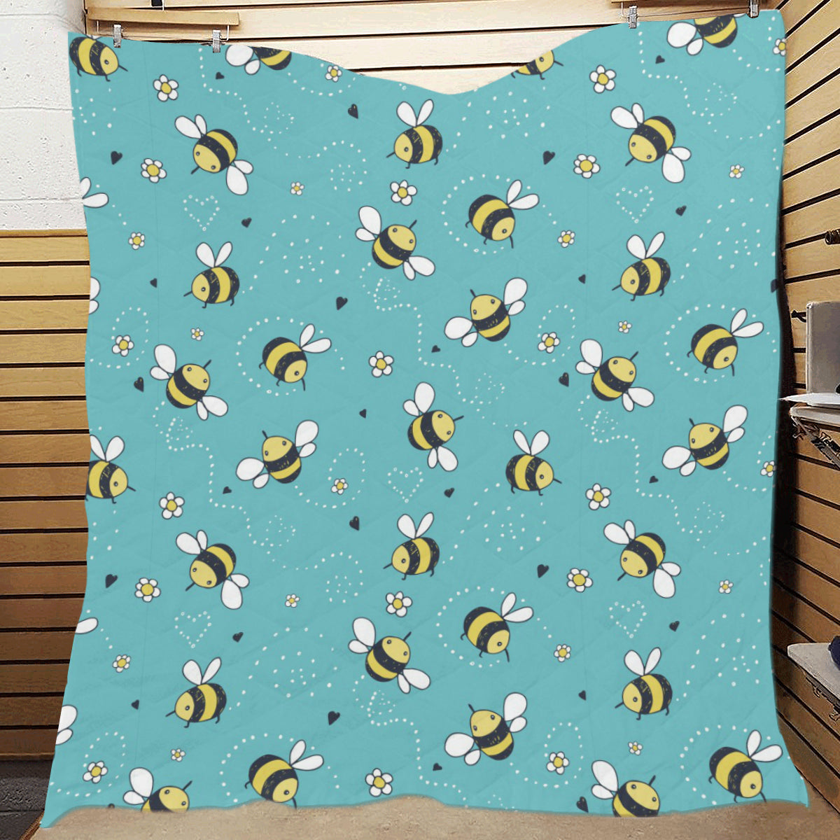 Bee Pattern Print Design BEE02 Premium Quilt