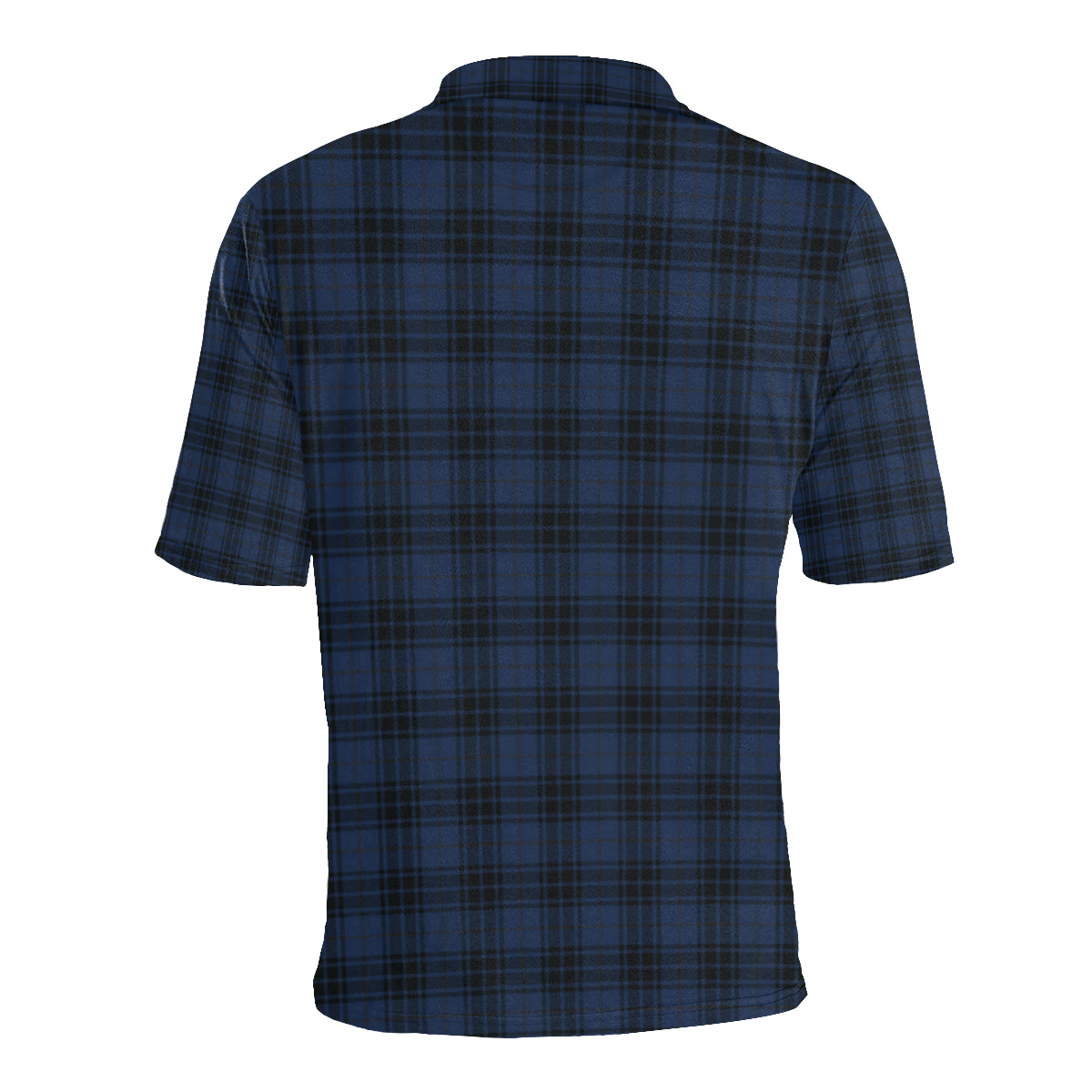 Navy Blue Tartan Plaid Pattern Men Polo Shirt