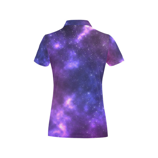 Celestial Purple Blue Galaxy Women's Polo Shirt