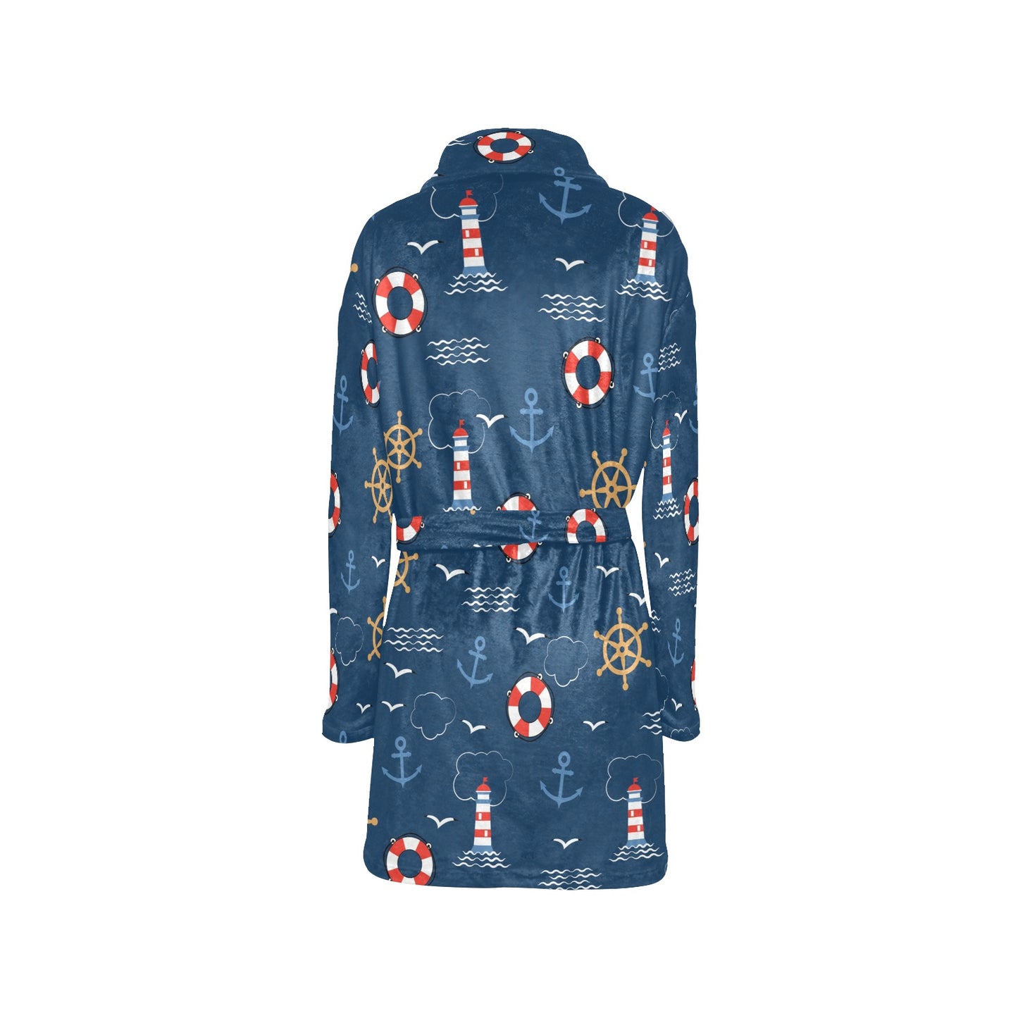Nautical Pattern Print Design A06 Women's Fleece Robe