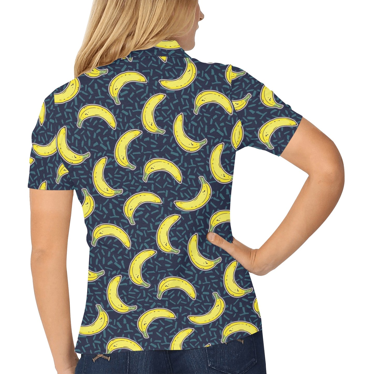 Banana Pattern Print Design BA09 Women's Polo Shirt
