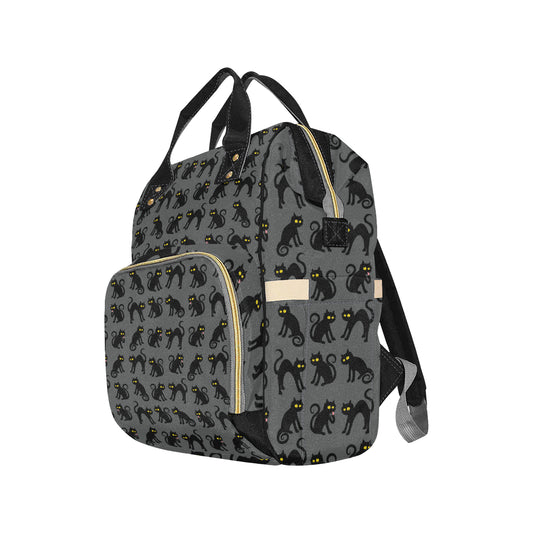 Black Cat Cute Print Pattern Diaper Bag Backpack