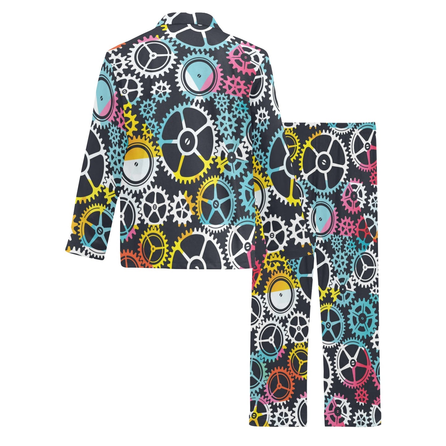 Mechanic Pattern Print Design 02 Men's Long Pajama Set