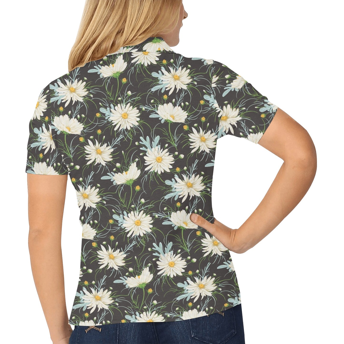 Daisy Pattern Print Design DS08 Women's Polo Shirt