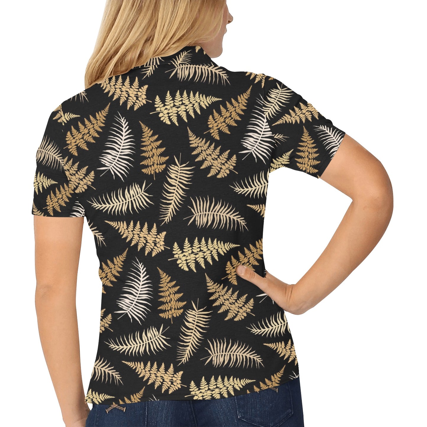 Fern Leave Bright Print Pattern Women's Polo Shirt