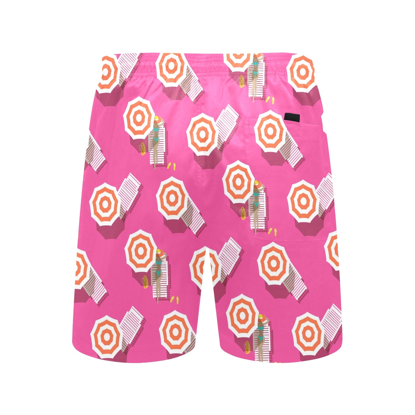 Beach Top View Umbrella Theme Men's Swim Trunks Beach Shorts