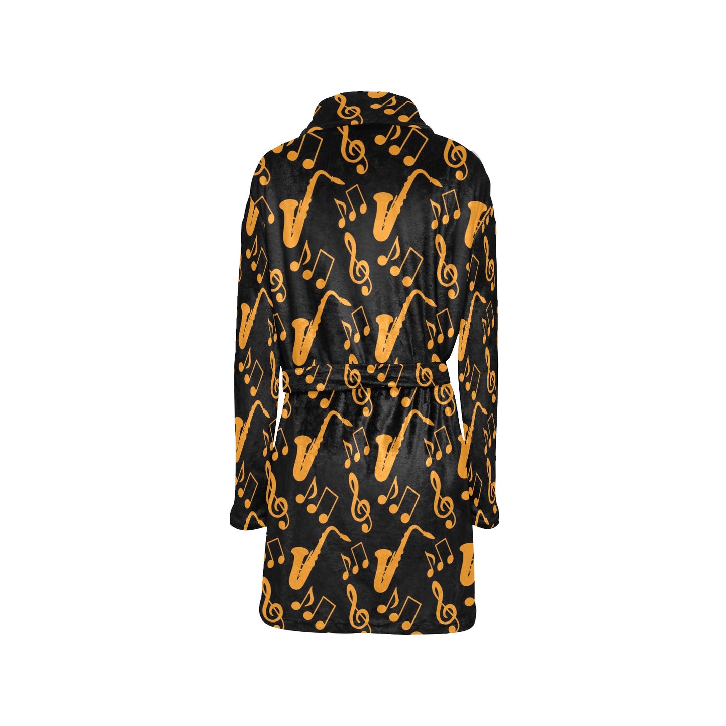 Saxophone Pattern Print Design 02 Women's Fleece Robe