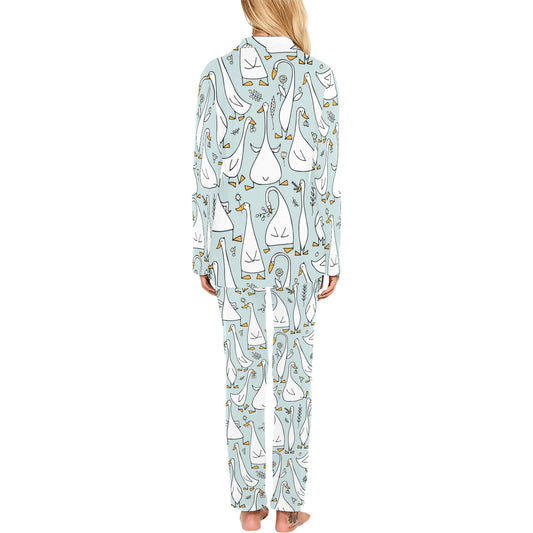 Goose Pattern Print Design 03 Women's Long Pajama Set