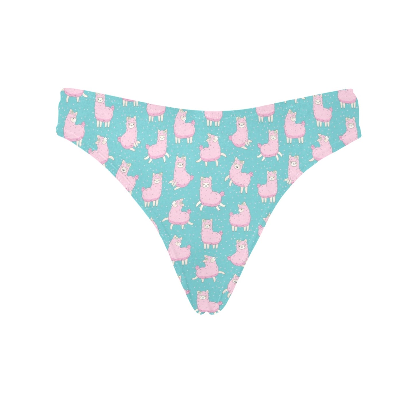 Alpaca Cartoon Design Themed Print Women's Thongs