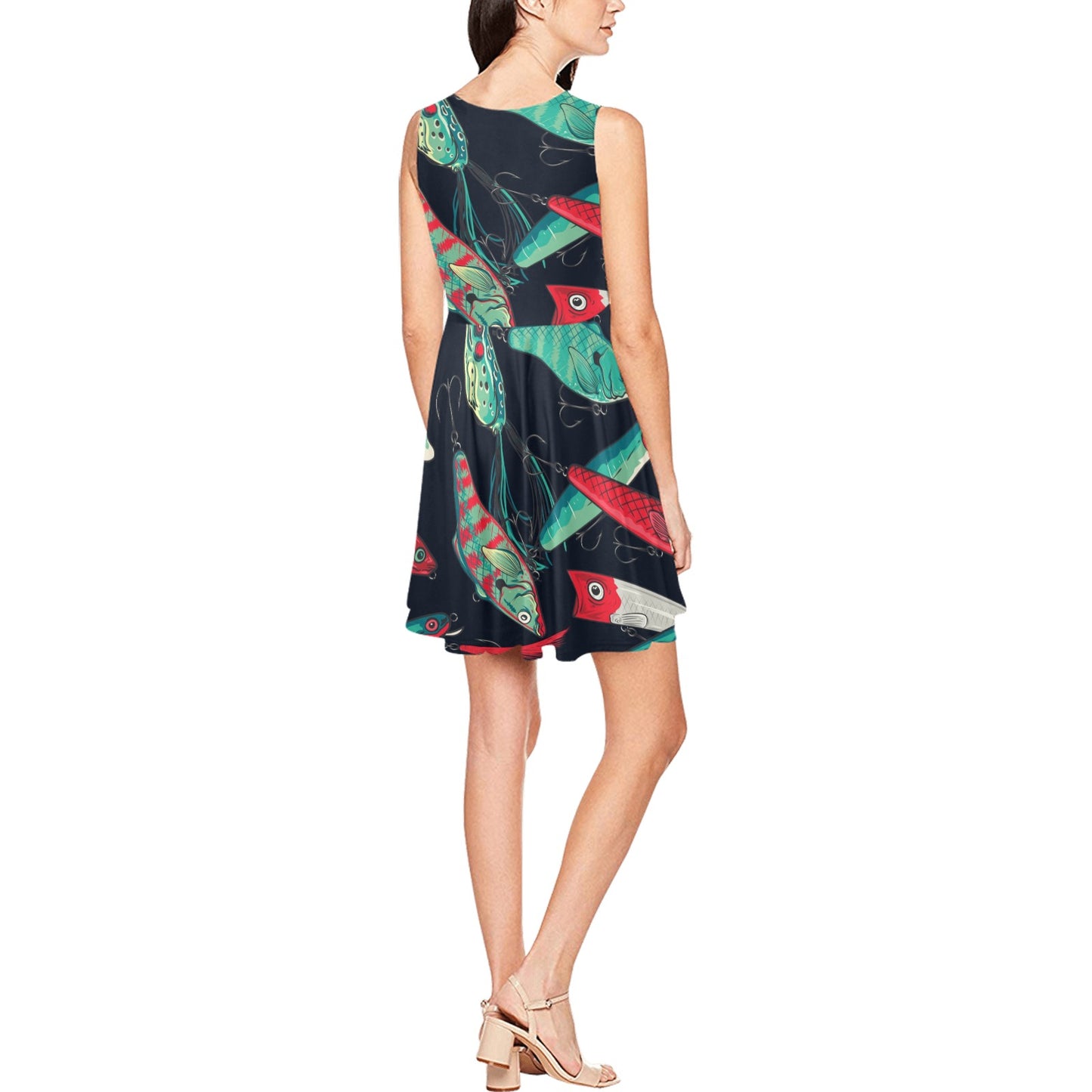 Fishing Bait Pattern Sleeveless Dress