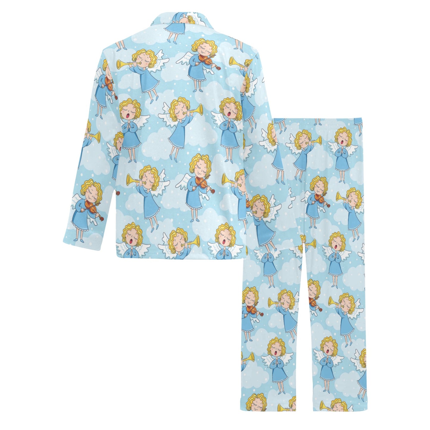 Angel Musician Pattern Print Design 09 Men's Long Pajama Set