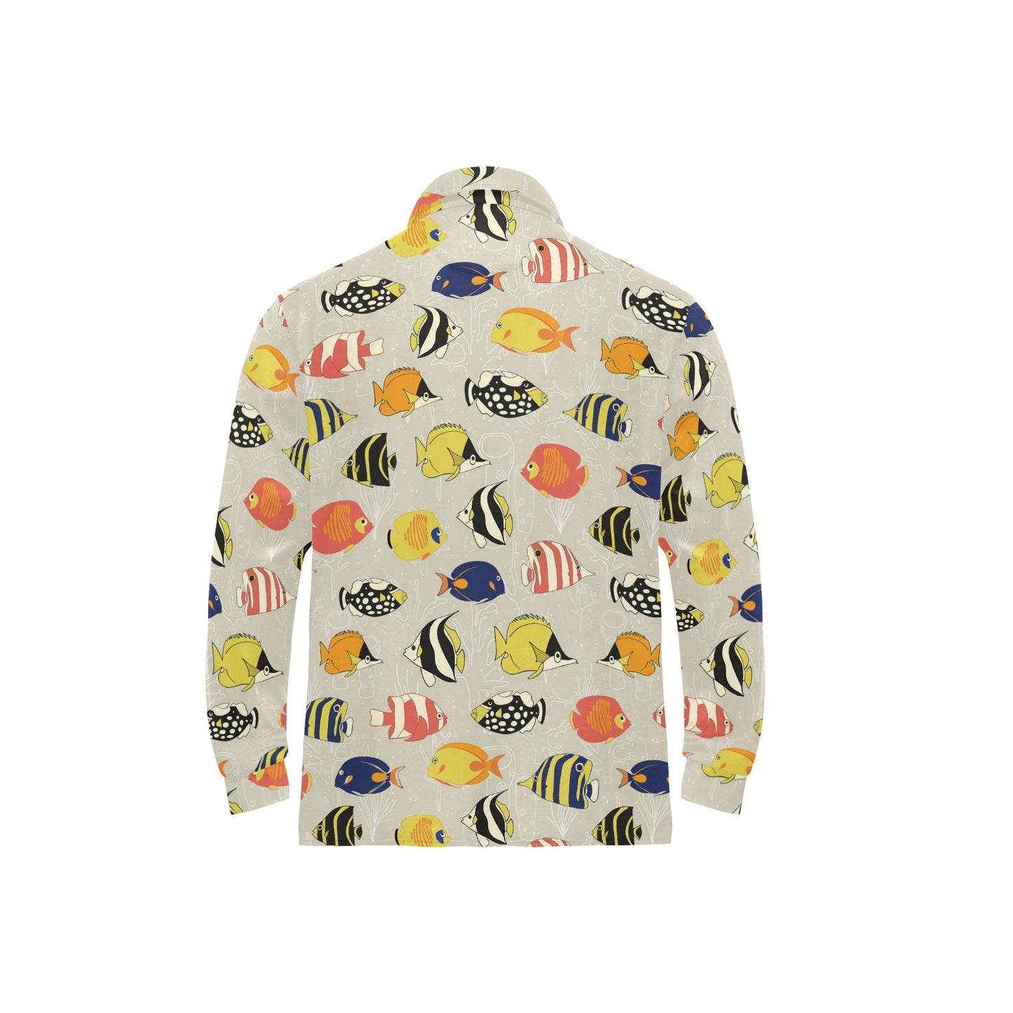 Angelfish Print Design LKS401 Long Sleeve Polo Shirt For Men's