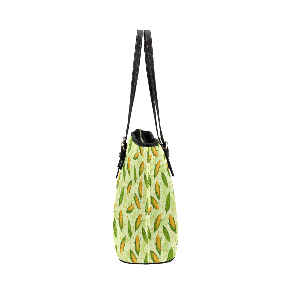 Agricultural Fresh Corn cob Print Pattern Leather Tote Bag