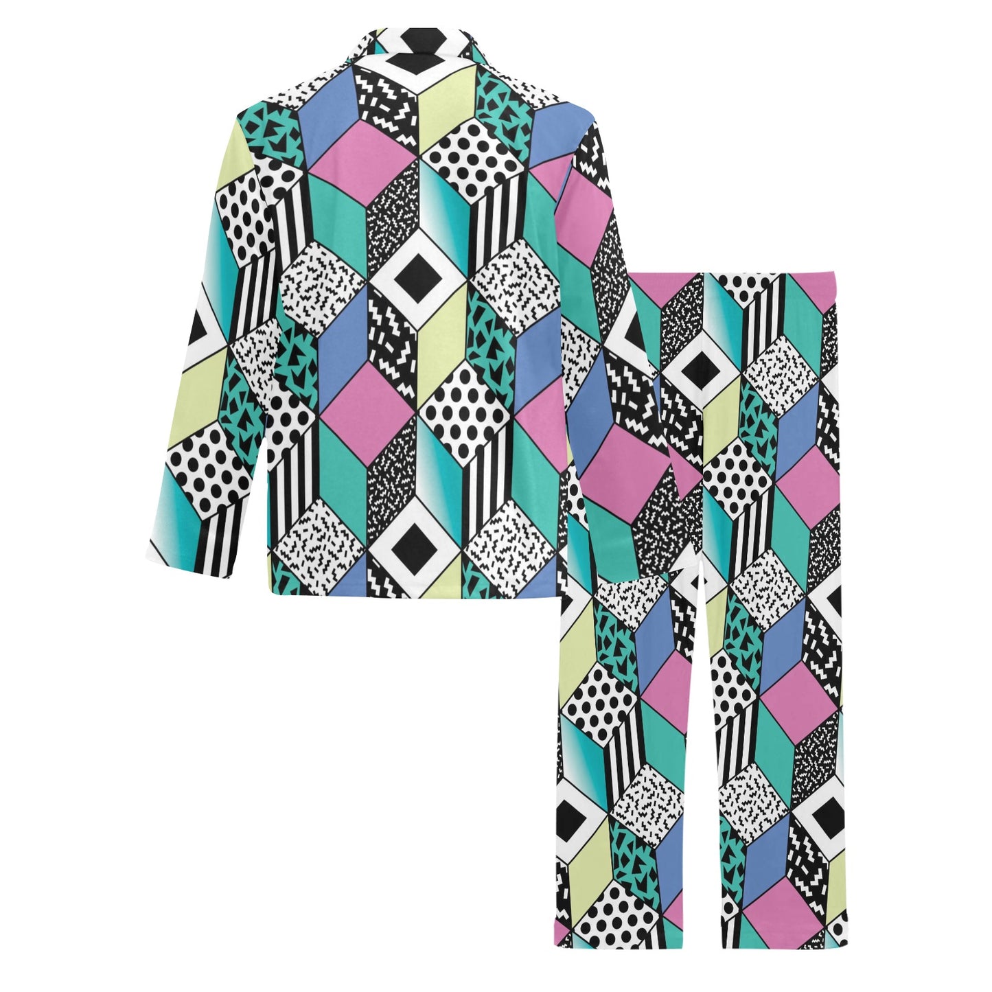 90s Pattern Print Design 3 Men's Long Pajama Set