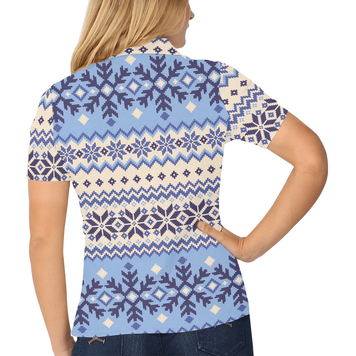 Nordic Pattern Print Design A03 Women's Polo Shirt