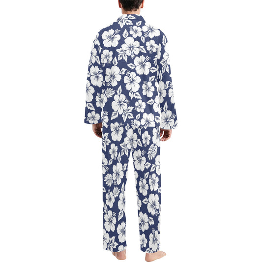 Hibiscus Pattern Print Design HB012 Men's Long Pajama Set