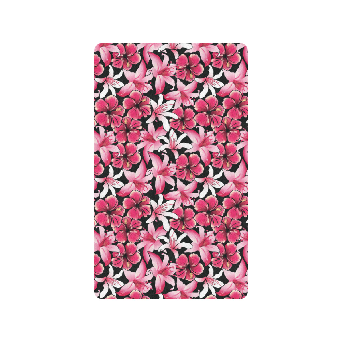 Flower Hawaiian Pink Red Hibiscus Print Rubber Doormat