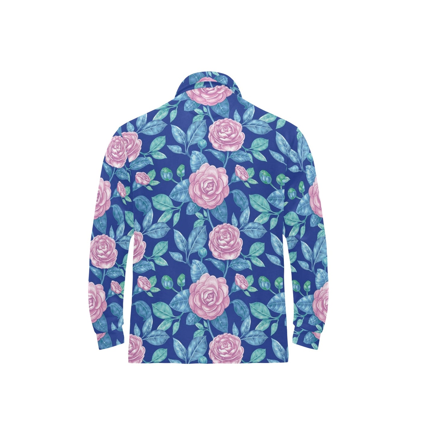 Camellia Pattern Print Design CM05 Long Sleeve Polo Shirt For Men's