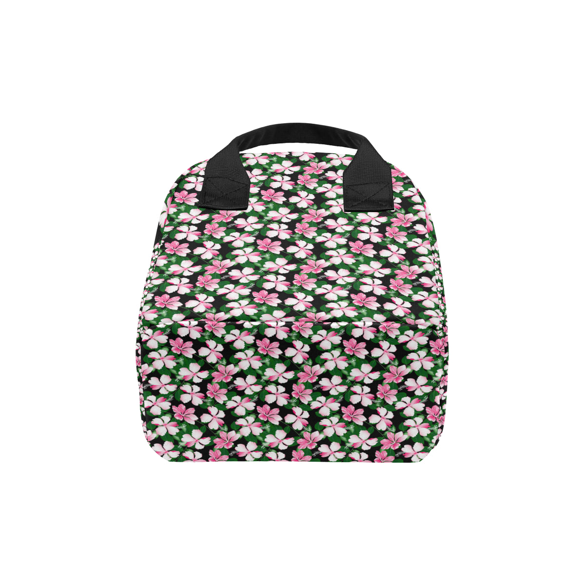 Hibiscus Pink Flower Hawaiian Print Insulated Lunch Bag