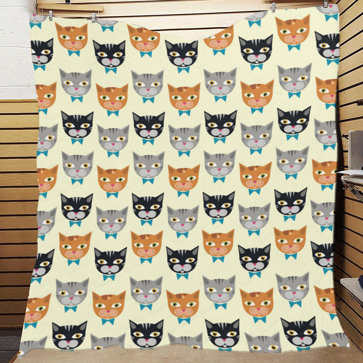 Cat Pattern Print Design 05 Premium Quilt