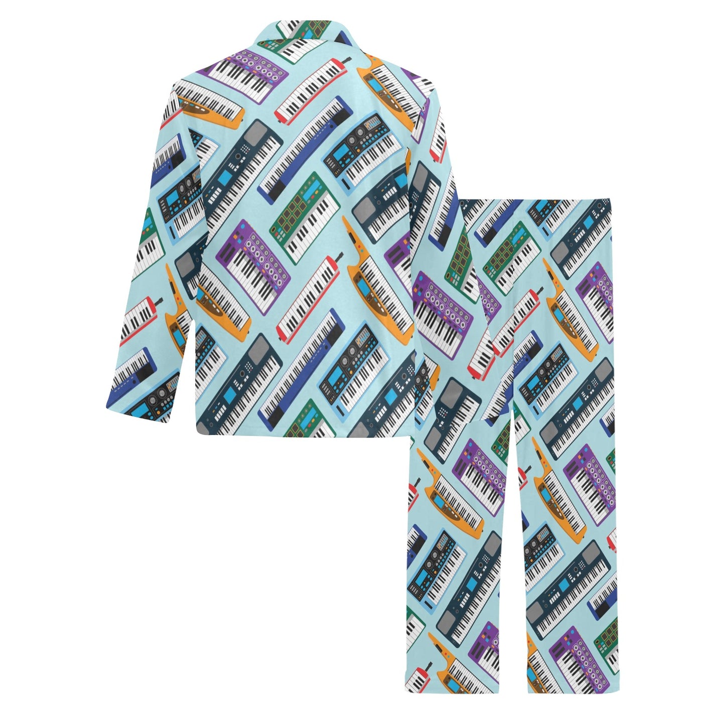 Synthesizer Pattern Print Design 02 Men's Long Pajama Set