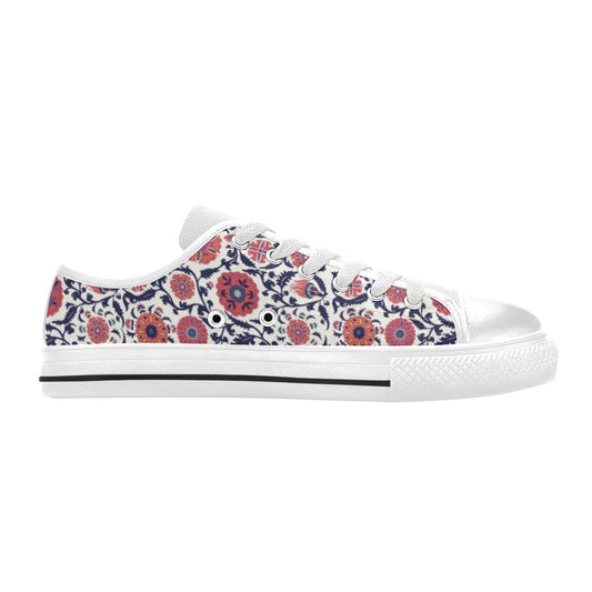 Suzani Print Design LKS304 Women's White Low Top Shoes