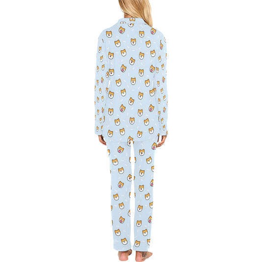 Shiba Inu Print Design LKS3012 Women's Long Pajama Set
