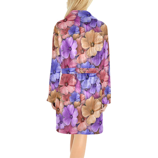 Colorful Geranium Pattern Women's Fleece Robe