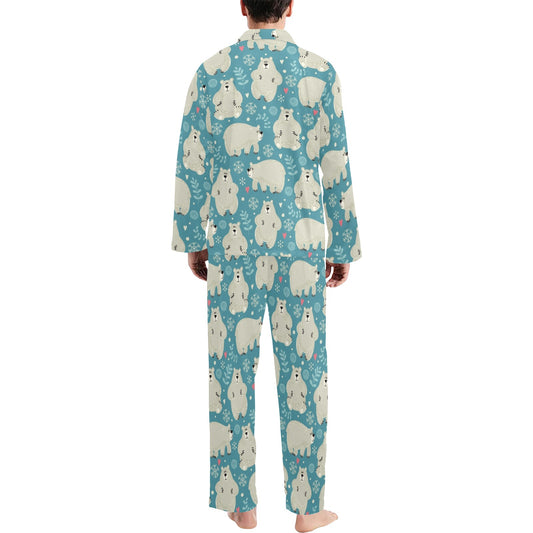 Bear Pattern Print Design BE04 Men's Long Pajama Set