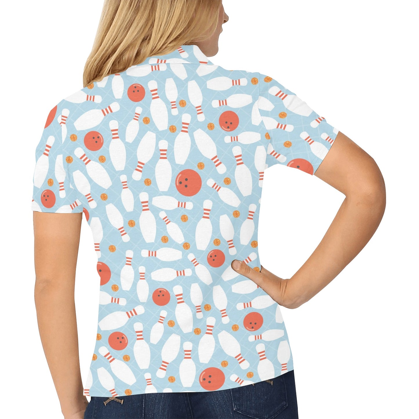 Bowling Pattern Print Design 09 Women's Polo Shirt