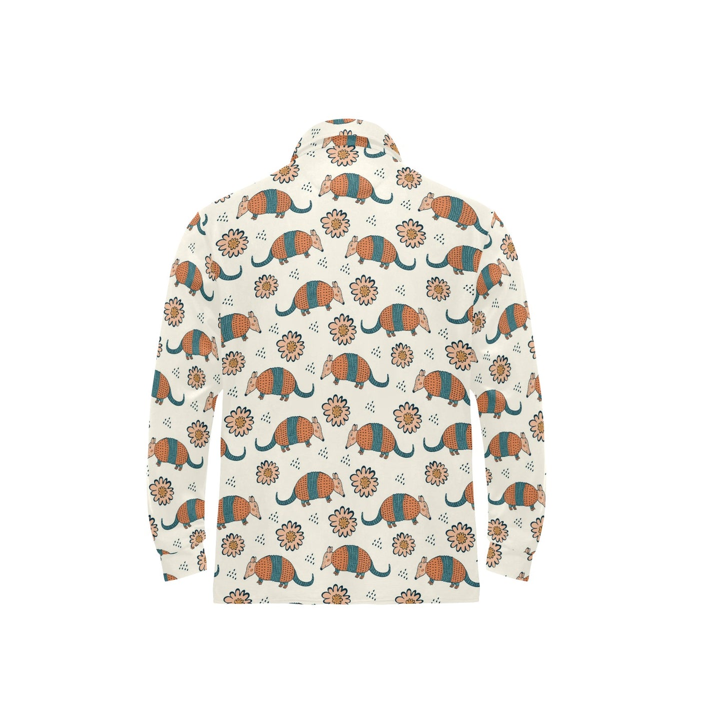 Armadillo Pattern Print Design 02 Long Sleeve Polo Shirt For Men's