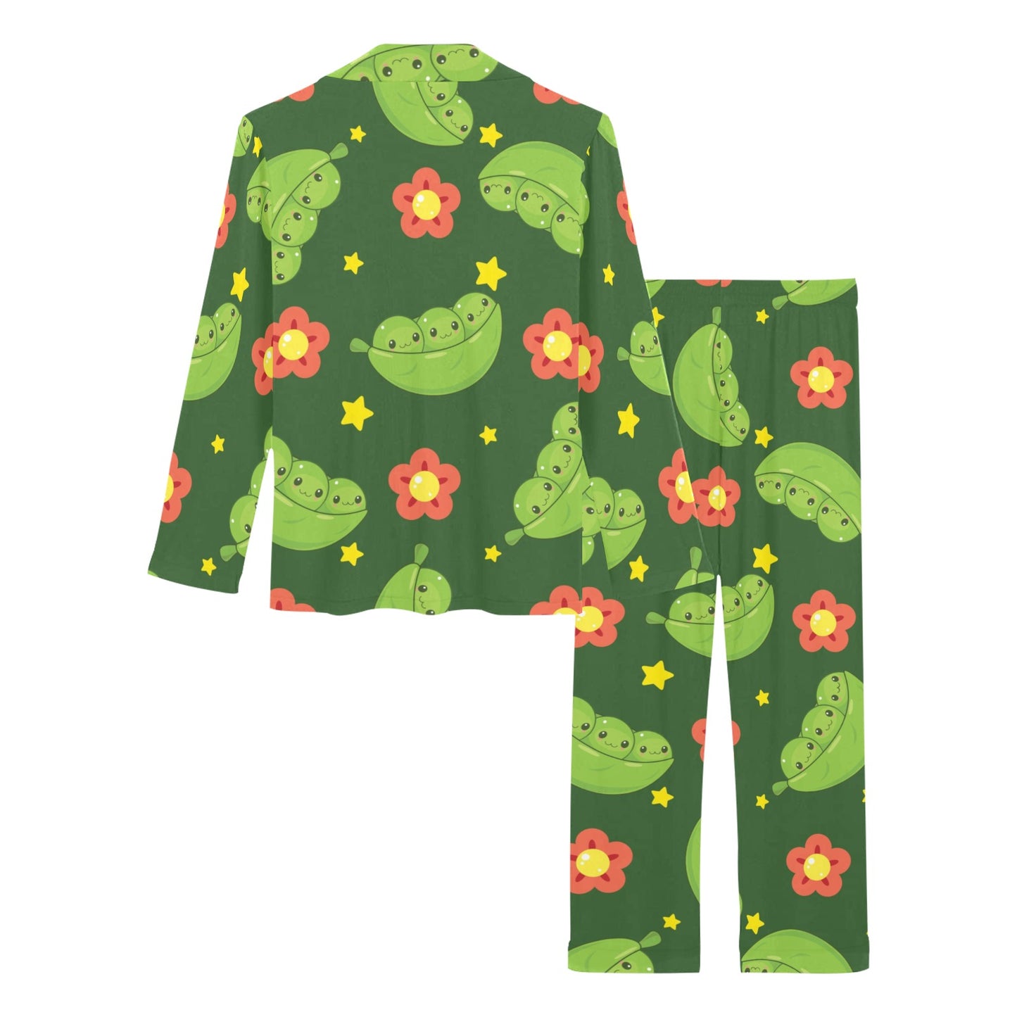 Peas Pattern Print Design A01 Women's Long Pajama Set