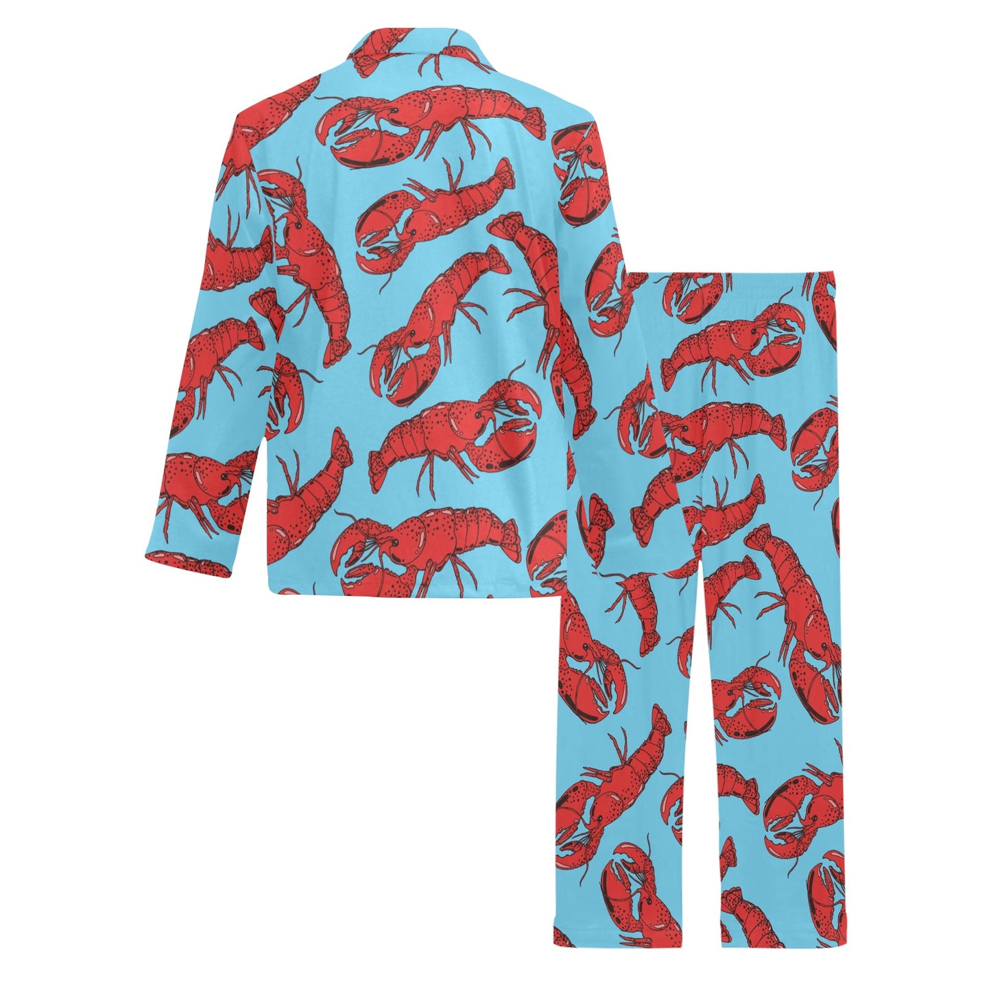 Lobster Red Pattern Print Design 03 Men's Long Pajama Set
