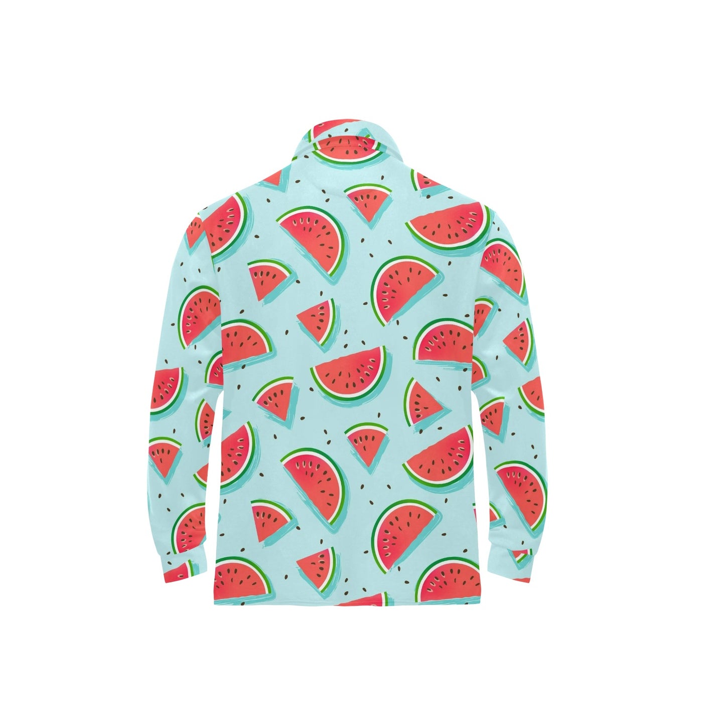 Watermelon Pattern Print Design WM03 Long Sleeve Polo Shirt For Men's