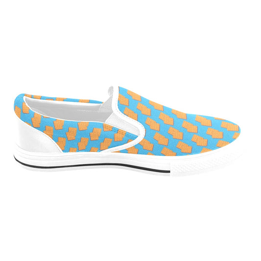 Waffle Print Design LKS304 White Slip Ons Canvas Women's Shoes