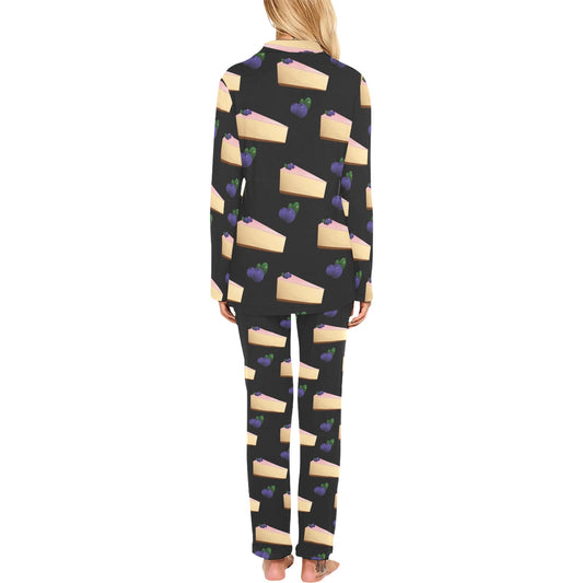 Cheesecake blueberry Pattern Print Design CK01 Women's Long Pajama Set