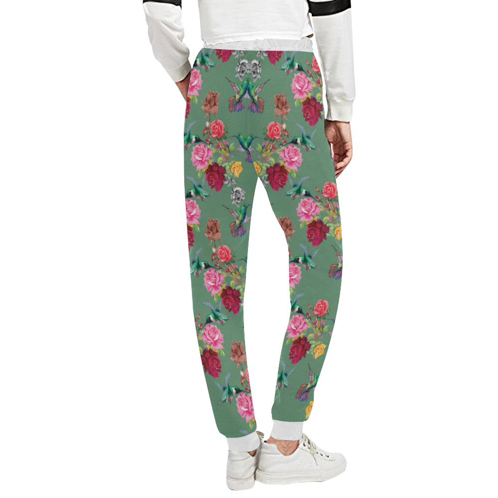 Hummingbird with Rose Themed Print Unisex Sweatpants