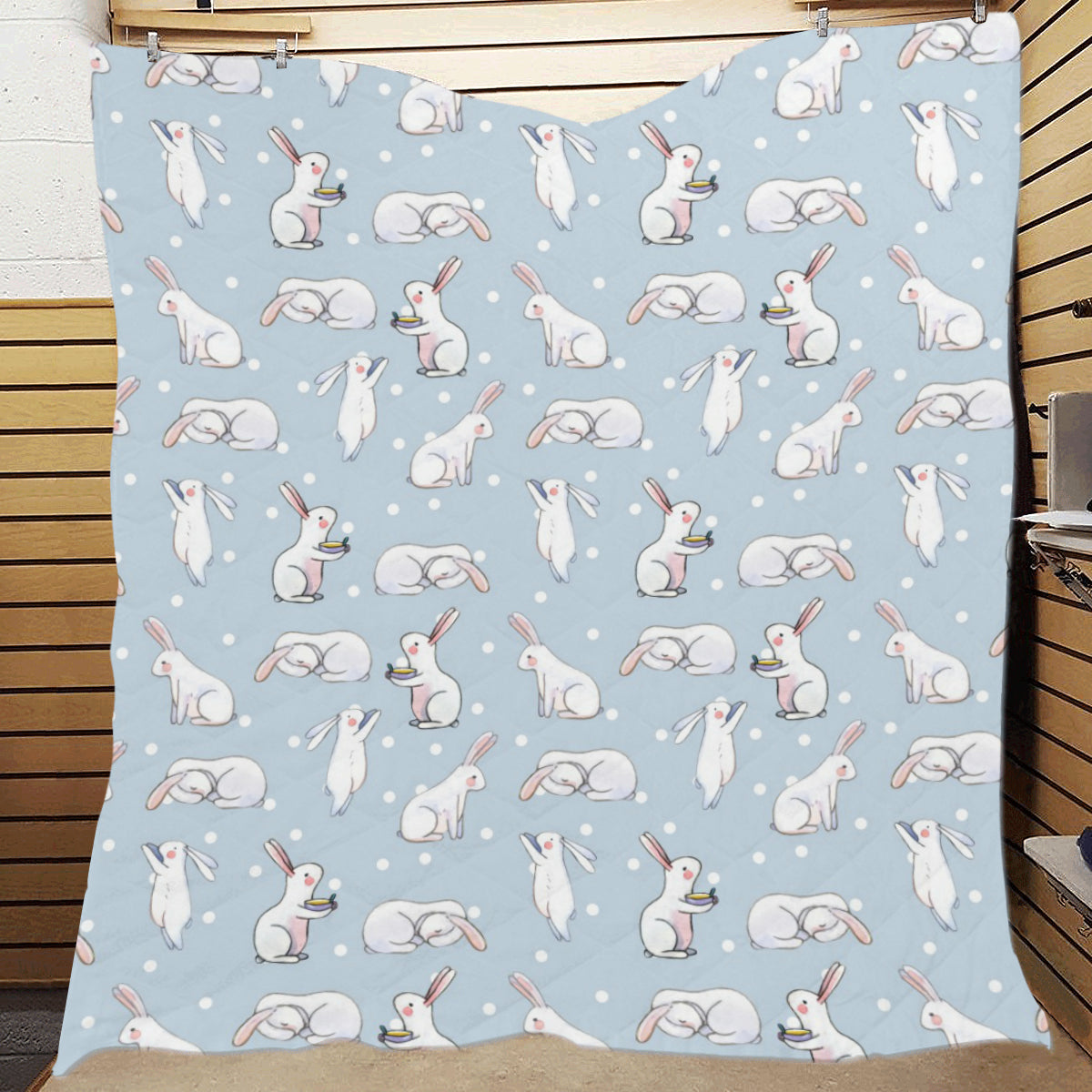 Rabbit Pattern Print Design RB06 Premium Quilt
