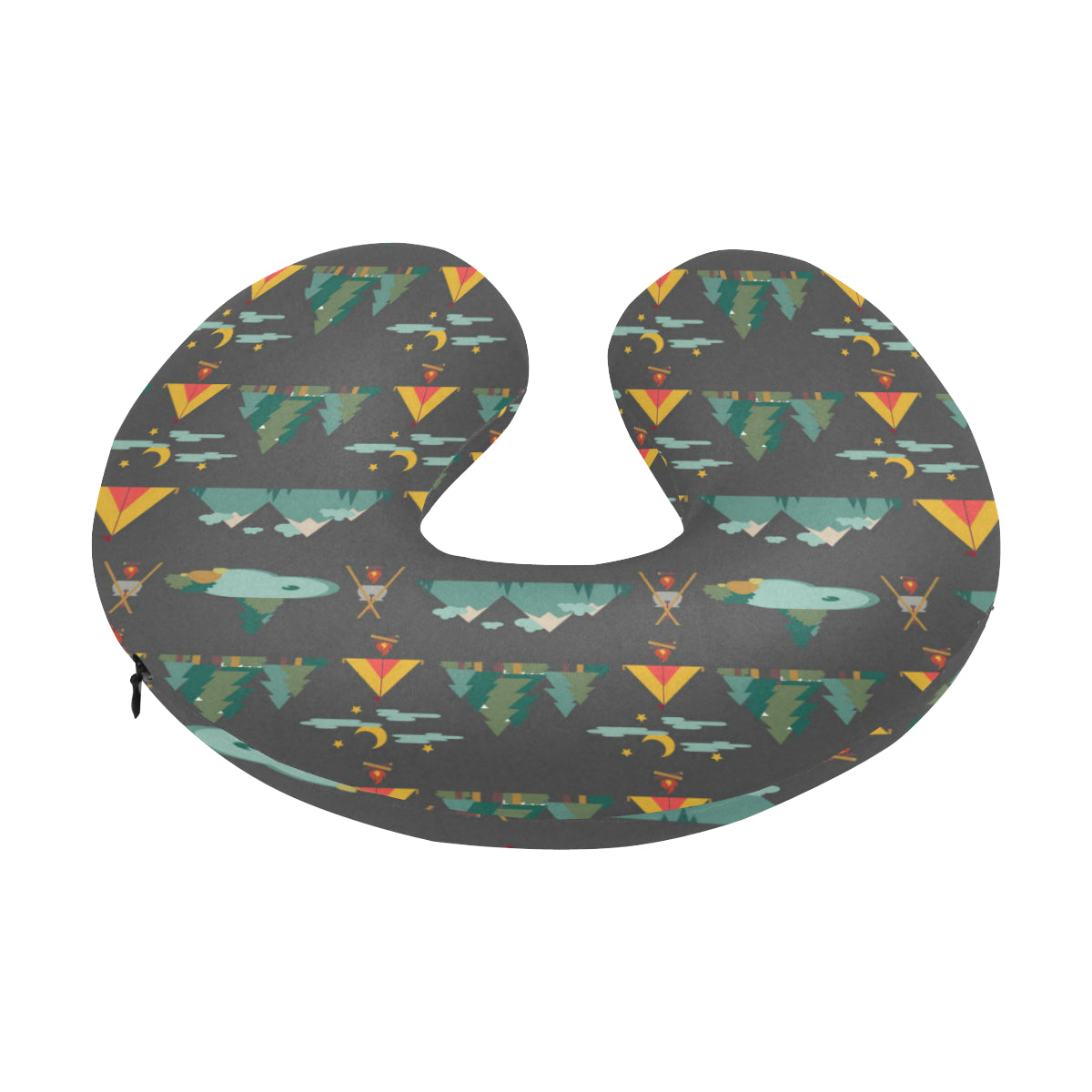 Camping Tent Pattern Print Design 03 U-Shaped Travel Neck Pillow