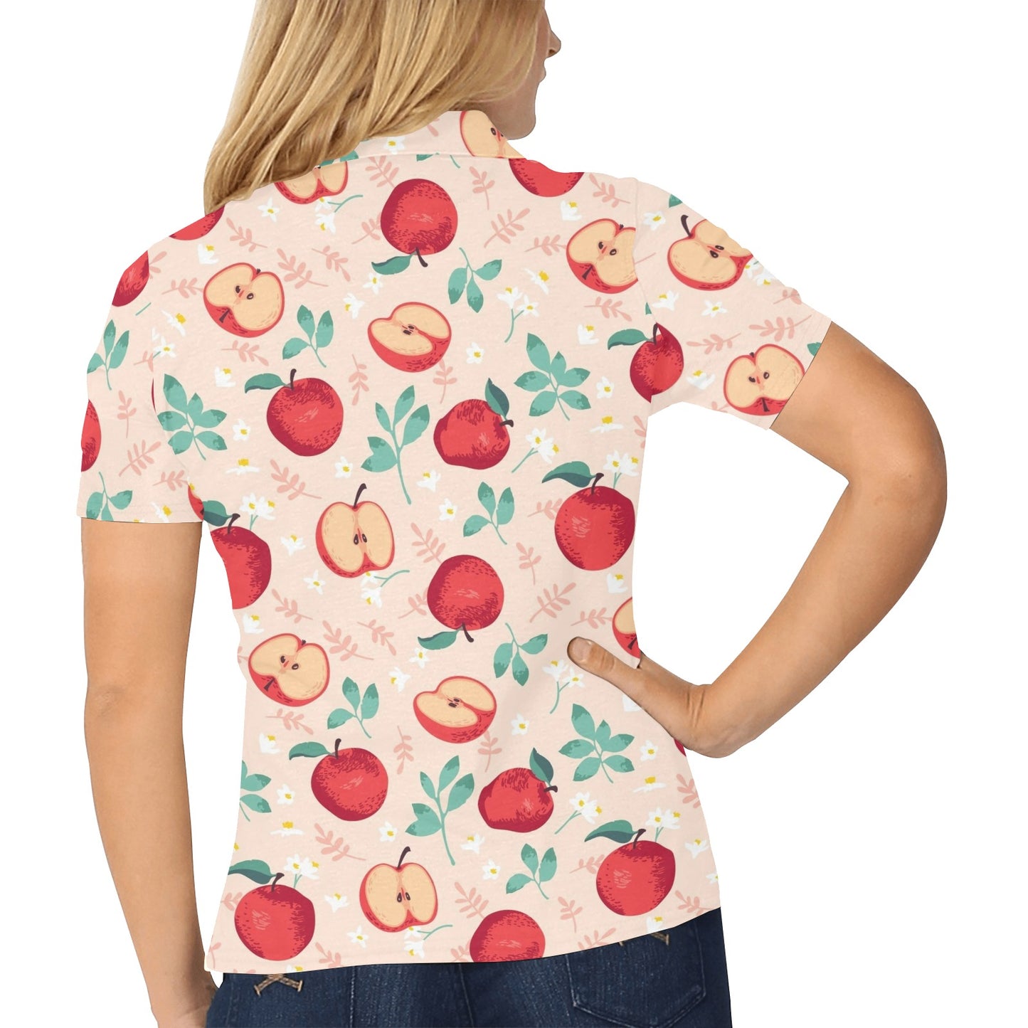 Apple Pattern Print Design AP06 Women's Polo Shirt