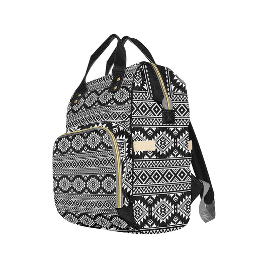 Aztec Black White Print Pattern Diaper Bag Backpack