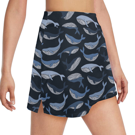 Whale Print Design LKS301 17" Golf & Pickleball Skort with Pockets