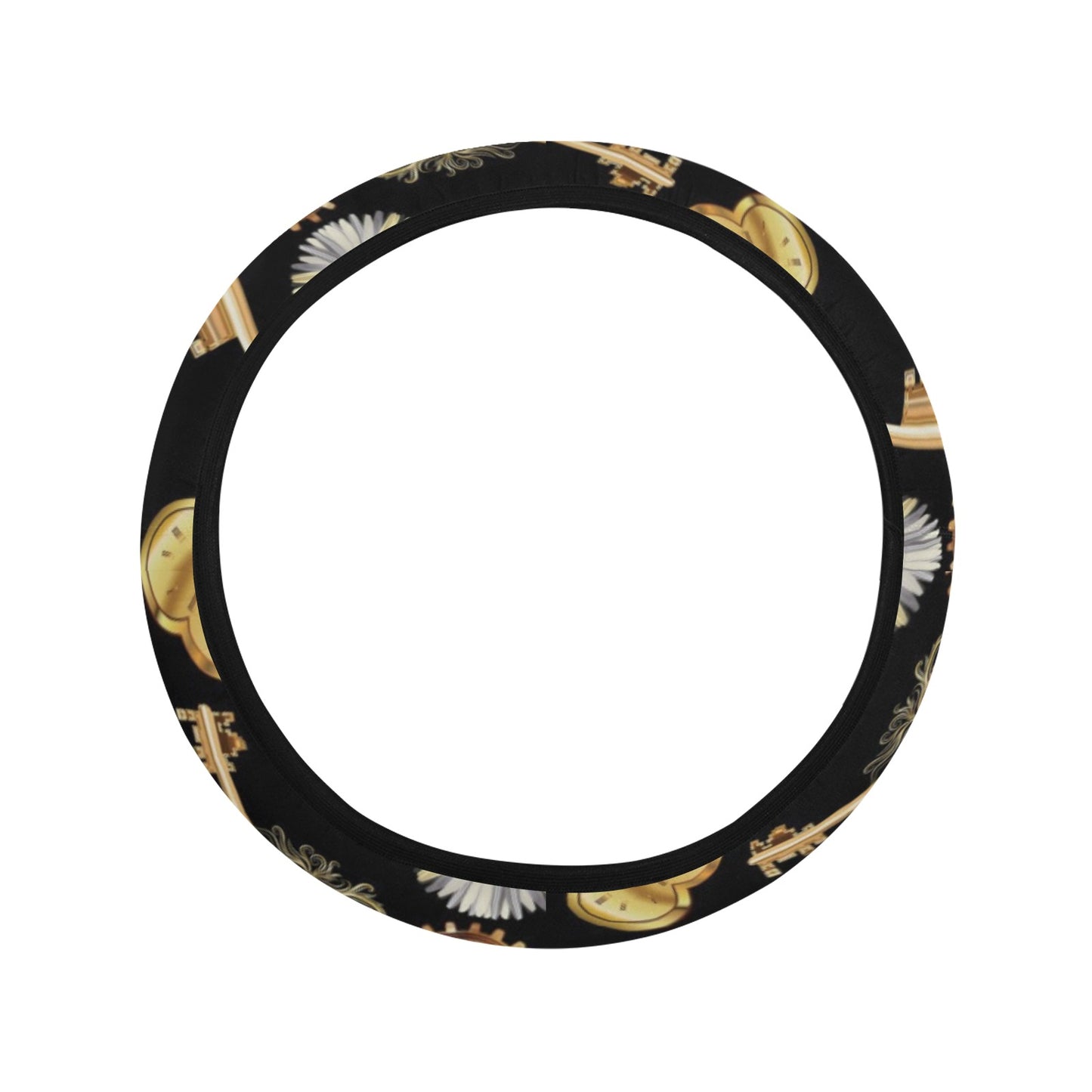 Steampunk Key Dragonfly Print Design LKS303 Steering Wheel Cover with Elastic Edge
