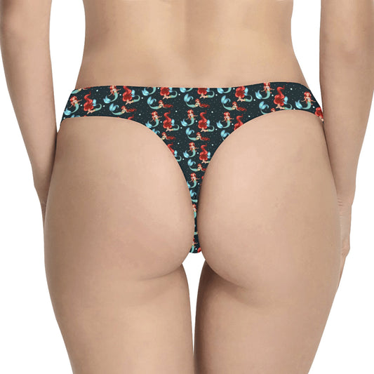 Mermaid Girl Themed Design Print Women's Thongs