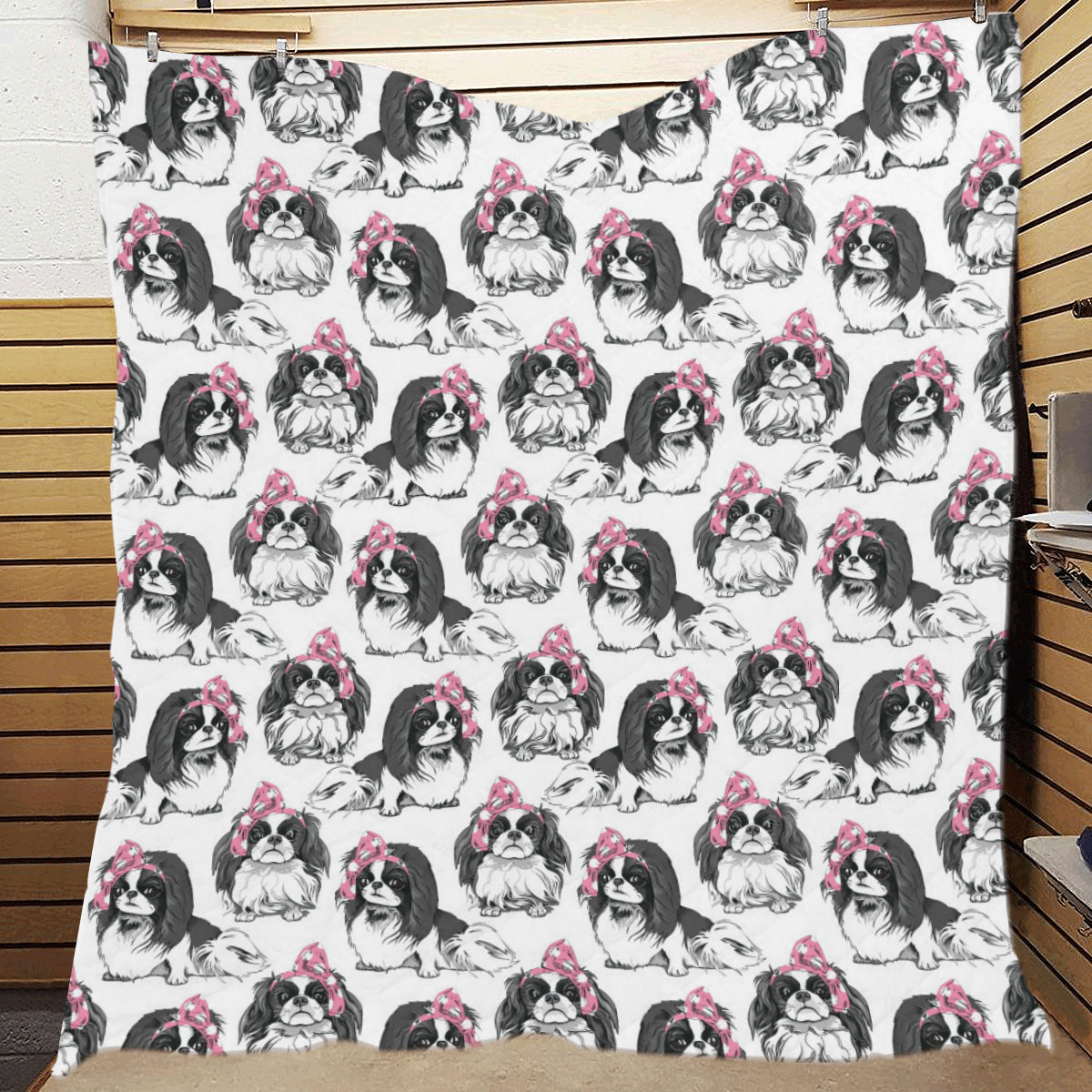 Japanese Chin Pattern Print Design 01 Premium Quilt